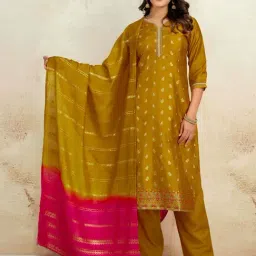 Skylee Yellow Embroidered Kurta Sets-image-1