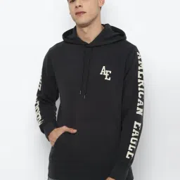 American Eagle Outfitters Black Regular Fit Printed Hooded SweatShirt-picture-47