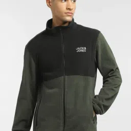 Jack & Jones Green & Black Regular Fit Colour Block Jacket-picture-46