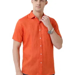 Linen Club Orange Contemporary Fit Shirt-image-19