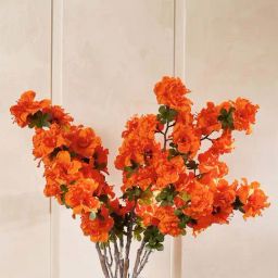 Pure Home and Living Orange Plastic Azalea Faux Flower Stem-picture-15