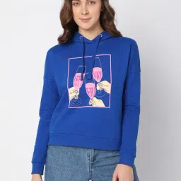 Vero Moda Blue Cotton Graphic Print Hoodie-image-36