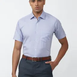 van heusen Men Blue Regular Fit Check Half Sleeves Formal Shirt-picture-16