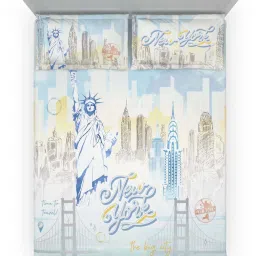 DDecor Blue Cotton 145 TC Double Bedsheet with 2 Pillow Covers image 3