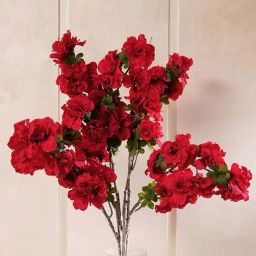 Pure Home and Living Red Plastic Azalea Faux Flower Stem-picture-20