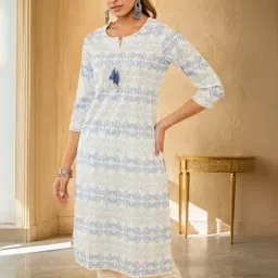 Soch Off White Poly Cotton Embroidered Kurta With Tassels-image-6