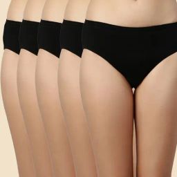 Enamor Jet Black Cotton Hipster Panty - Pack of 5-image-67