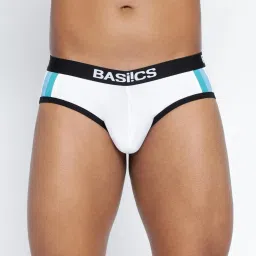 BASIICS by La Intimo White Blended Relaxed Fit Striped Briefs (Pack Of 2) image 3