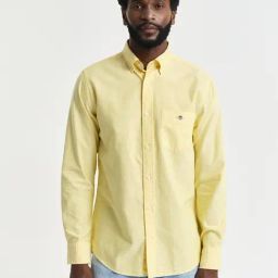 GANT Men Button-Down Solid Oxford Cotton Casual Yellow Shirt-picture-13