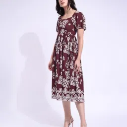 PURVAJA Printed Maroon Midi Dress image 3
