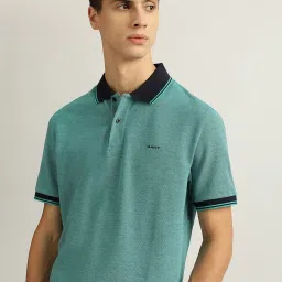 Gant Blue Cotton Regular fit Solid Polo T-Shirts image 3