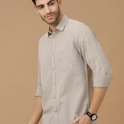 CAVALLO By Linen Club Beige Linen Contemporary Fit shirts image 3
