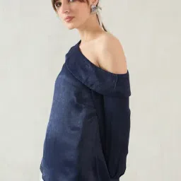 FEMMELLA Navy Blue Regular Fit Solid Top image 3