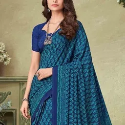 Reboot Fashions Floral Pure Crepe Saree image 4