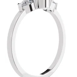 Sparkles 14k (585) White Gold Lab Grown Diamond 0.60 CT Three-Stone Oval & Pear Diamond Ring image 3