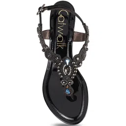 Catwalk Women's Black Back Strap Wedges image 3