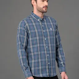 Red Tape Blue Cotton Polyblend Checks Regular Fit Casual Shirt image 4