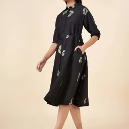 Akkriti by Pantaloons Black Printed A-Line Dress image 3