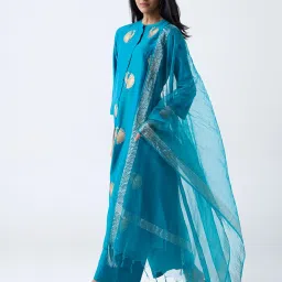 Vark by Westside Teal Sequin Embellished A-Line Ethnic Set image 3