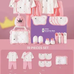 Little Surprise Box Unisex Pink Cotton Printed Full Sleeves Baby Hamper Gift Set image 3