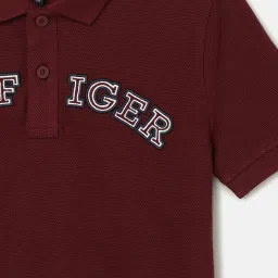 Tommy Hilfiger Boys Maroon Cotton Applique T-Shirt image 3