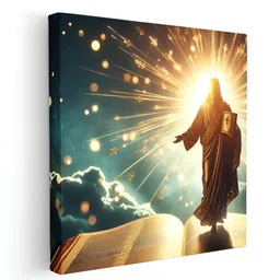 Livin'luxe Blue & Gold Toned Jesus Printed Canvas Wall Art-picture-40