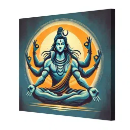 999Store Multicolor Canvas Divine Shivlinga Puja Painting image 3
