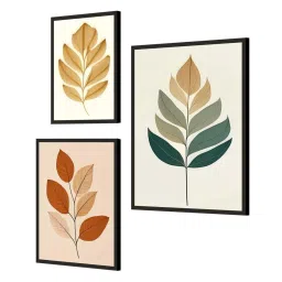 999Store Multicolor Canvas Leaves Modern Art Wall Painting - Set of 3 image 3