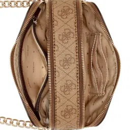 Guess Latte & Brown Noelle Logo Cross Body Bag image 4