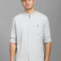 Louis Philippe Jeans Men Slim Fit Band Collar Textured Cotton Casual Shirt-picture-17