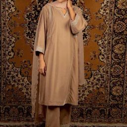 Priya Chaudhary Light Brown Naaz Embroidred Silk Velvet Kurta-picture-46
