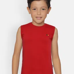 dongli Boys Red Solid Round Neck Pure Cotton T-shirt-picture-56
