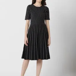 Van Heusen Black Striped Empire-line Dress-image-4