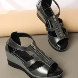 Carlton London Women's Grey Ankle Strap Wedges-picture-20