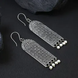 Adwitiya Collection Silver-Plated Contemporary Drop Earrings-picture-12