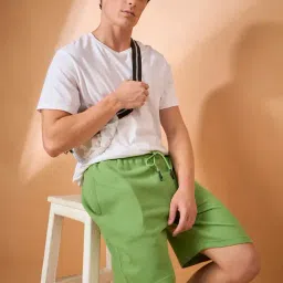 Club York Green Cotton Blend Regular Fit Solid Shorts image 4