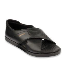 MediFeet Men's Black Cross Strap Sandals-picture-23