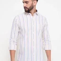 Duke White Slim fit Stripes Shirt-image-40