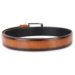 ZEVORA Tan Textured Leather Casual Belt image 4