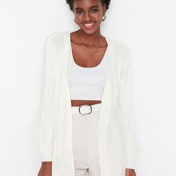 Trendyol Women Solid Ribbed Longline Open Front Sweater-image-85
