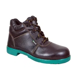 Zain Safety HRO Steel Toe Safety Shoes NBR High Ankle Black & Green Buff Barton Genuine Leather Size UK12, HEAT GREEN-picture-35