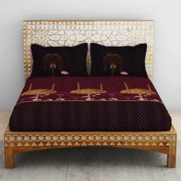 Spaces Rangana Swarna Printed Pink 210 TC Cotton Double Bedsheet with 2 Pillow Covers-picture-37