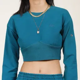 Label Ritu Kumar Blue Crop Sweatshirt With Joggers image 5