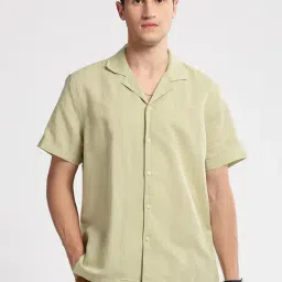 Showoff Green Cotton Slim Fit Shirt-image-30