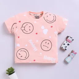 Happy Faces Kids Girls Smiley Printed Pure Cotton T-Shirt-picture-21