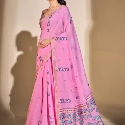 Saree Mall Pink Woven Sarees With Unstitched Blouse-picture-40