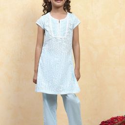 Biba Girls Floral Printed Regular Pure Cotton Kurta with Trousers-picture-17