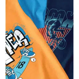 Codez Kids Orange & Navy Printed T-Shirt (Pack Of 2) image 4
