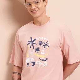 Mast & Harbour Printed Drop-Shoulder Sleeves Pure Cotton T-shirt-picture-33