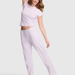 Victoria's Secret Women Lavender Textured Top & Pyjama-image-99